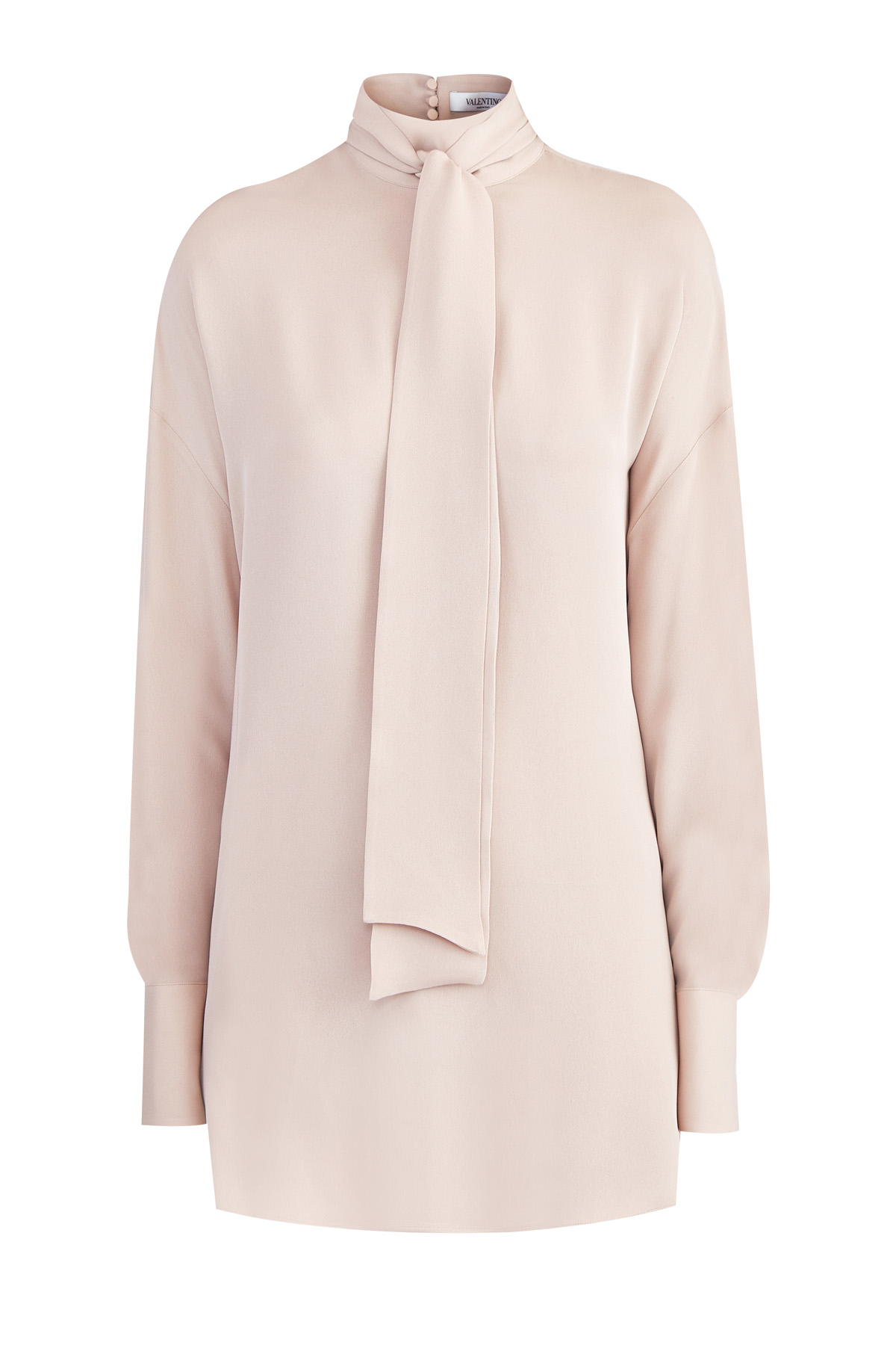 Блуза из шелка Cady Couture с лентами на вороте VALENTINO, цвет бежевый, размер 40;44 - фото 1